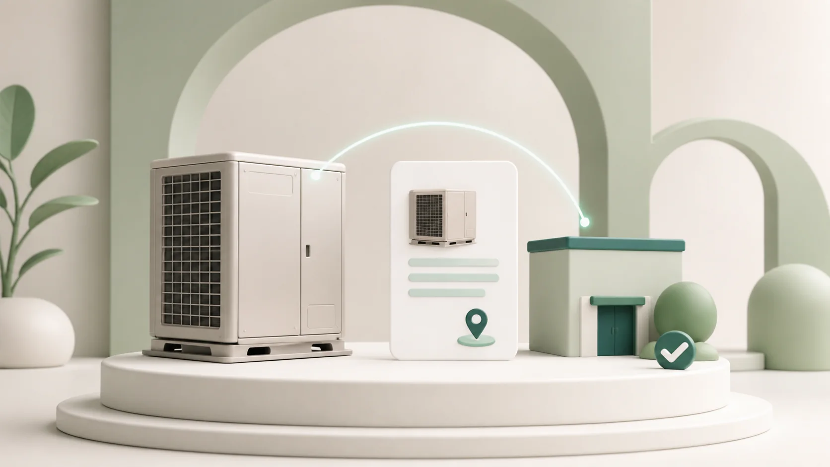 Installed HVAC unit linked to a customer site and its equipment record