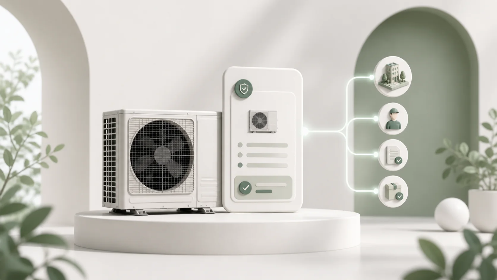 Installed unit connected to its equipment record, customer site, service evidence and next action